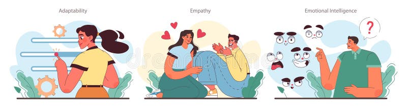 Set di abilità. dipendenti con comunicazione e lavoro di squadra efficace royalty illustrazione gratis