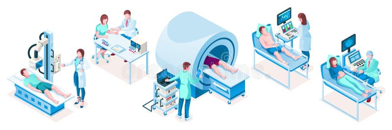 Set di apparecchiature per la tecnologia isometrica medica royalty illustrazione gratis