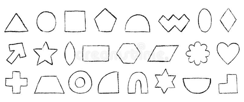 Set di cifre della trama del carbone. Forme geometriche di struttura disegnate a mano con crayon. Tavolette a matita nera tritate royalty illustrazione gratis
