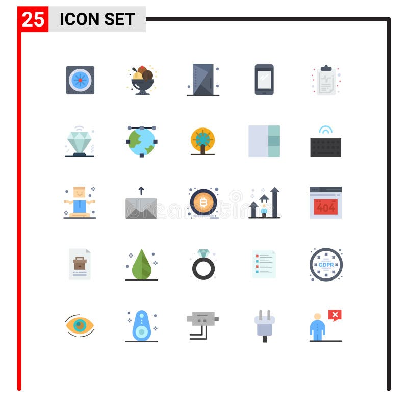 Set di colori flat dell'interfaccia mobile con 25 pittogrammi di scudo per smartphone da console mobile iphone illustrazione vettoriale