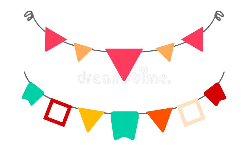 Set di due Garlands a colori con contrassegni Triangolo e Rettangolo illustrazione di stock
