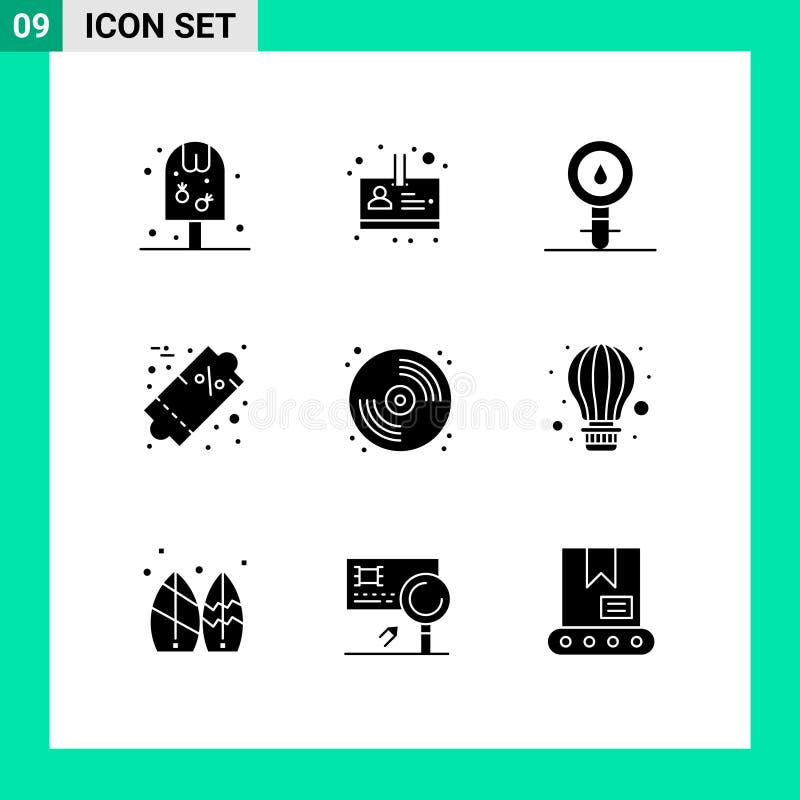 Set di glifi solidi dell'interfaccia mobile con 9 pittogrammi di sconto sulla vendita di biologia illustrazione di stock