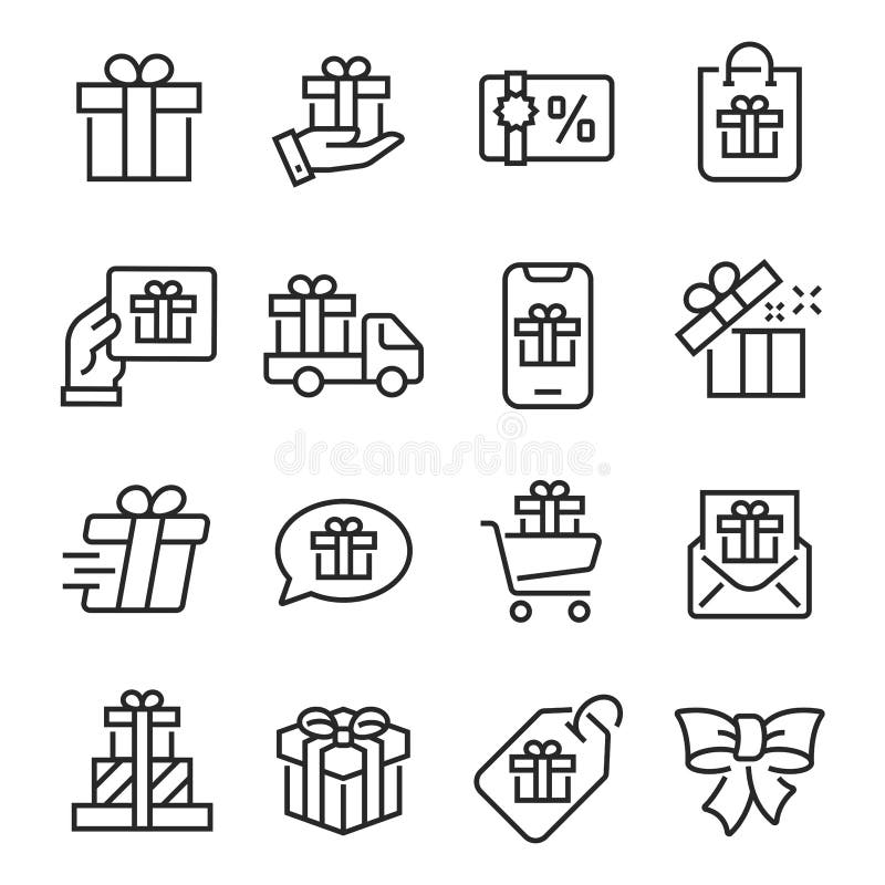 Set di icone regalo insieme di icone semplici lineari web icone semplici traccia vettoriale modificabile