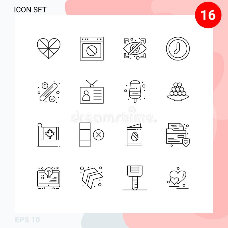 Set di linee di struttura dell'interfaccia mobile di 16 pittogrammi di orologio web dell'interfaccia utente privato royalty illustrazione gratis