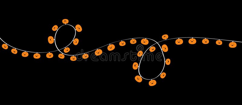 Set di luci della zucca di Halloween Modello di ghirlanda di luce Faccia di cartone Decorazione festiva Stringa arancione royalty illustrazione gratis