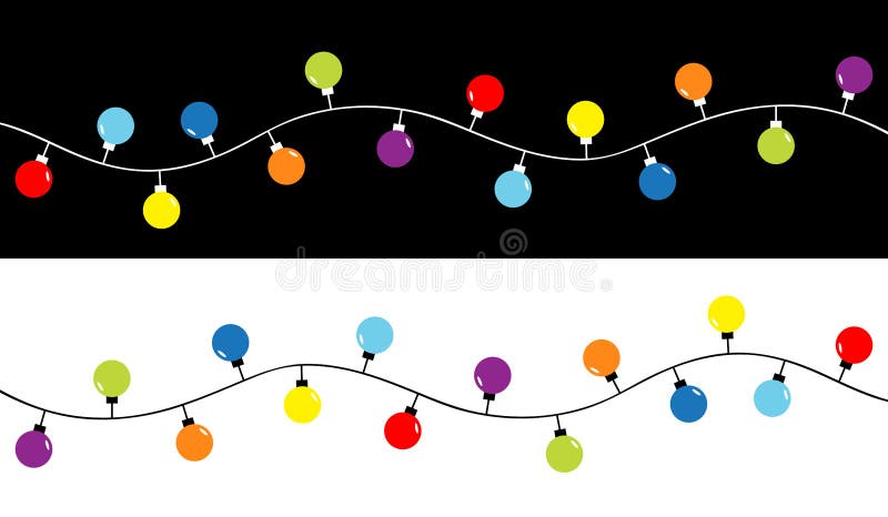 Set di luci di fiamma a corde colorate Luci di Natale decorazione di xmas festivo Arachide a lampo Colore arcobaleno illustrazione di stock