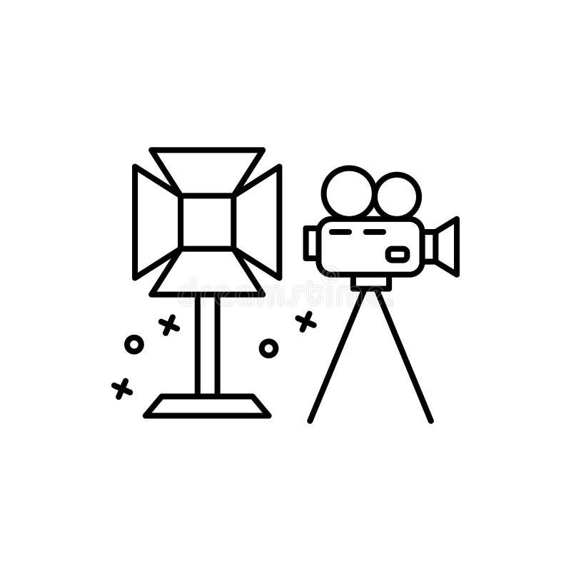 Set di luci, fotocamera, icona del cinema Icona dell'industria cinematografica royalty illustrazione gratis Set di luci, fotocamera, icona del cinema Icona dell'industria cinematografica royalty illustrazione gratis