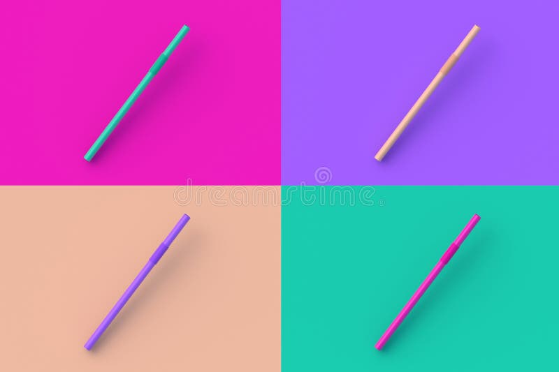 Set di quattro paglia di flessibilità del colore su uno sfondo di segmenti colorati illustrazione vettoriale