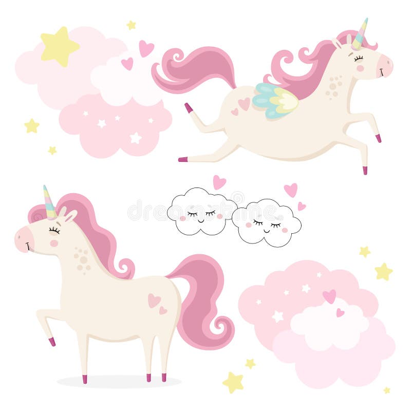 Set di unicorni magici. royalty illustrazione gratis