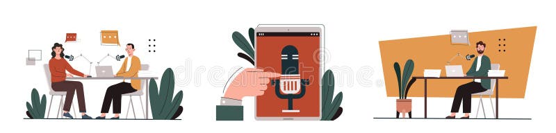 Set di vettori di registrazione podcast royalty illustrazione gratis