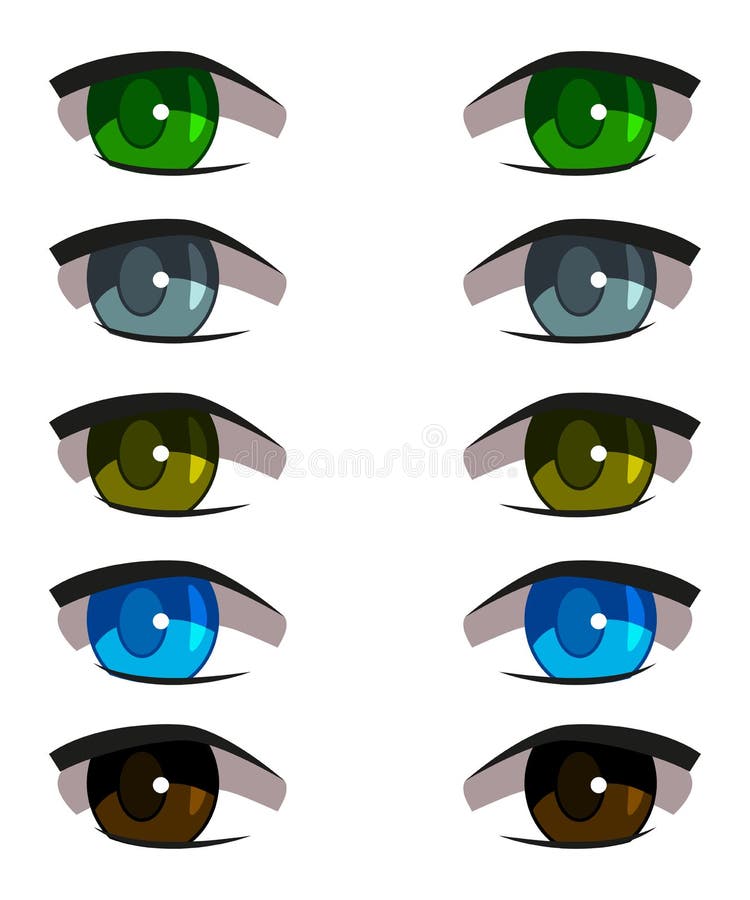 Set of Male Anime Style Eyes Stock Illustration - Illustration of japanese,  iris: 147934165