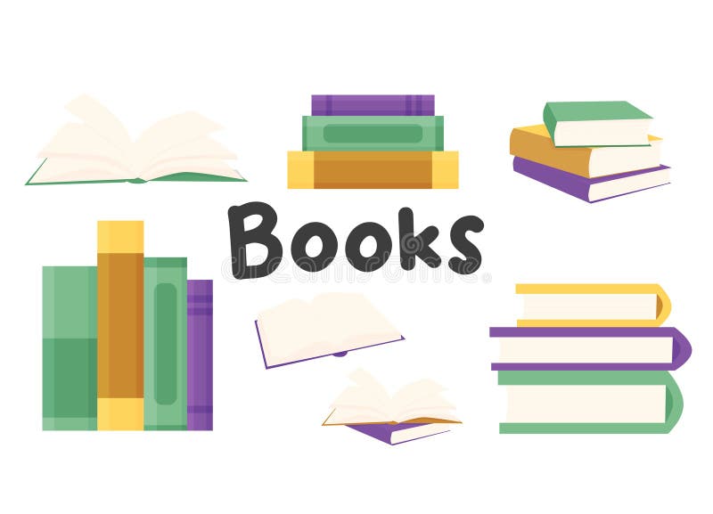 Set of different books. Flat design. vector illustration. concepts of education, book exchange, shop and library stock illustration