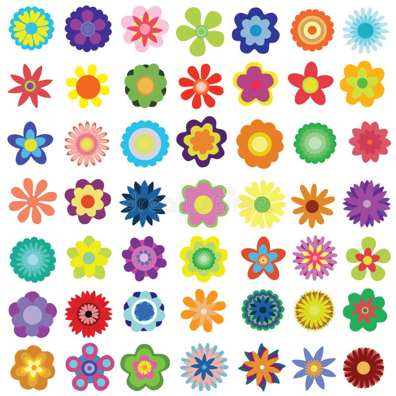 Set of flowers stock vector. Illustration of color, season - 25552549