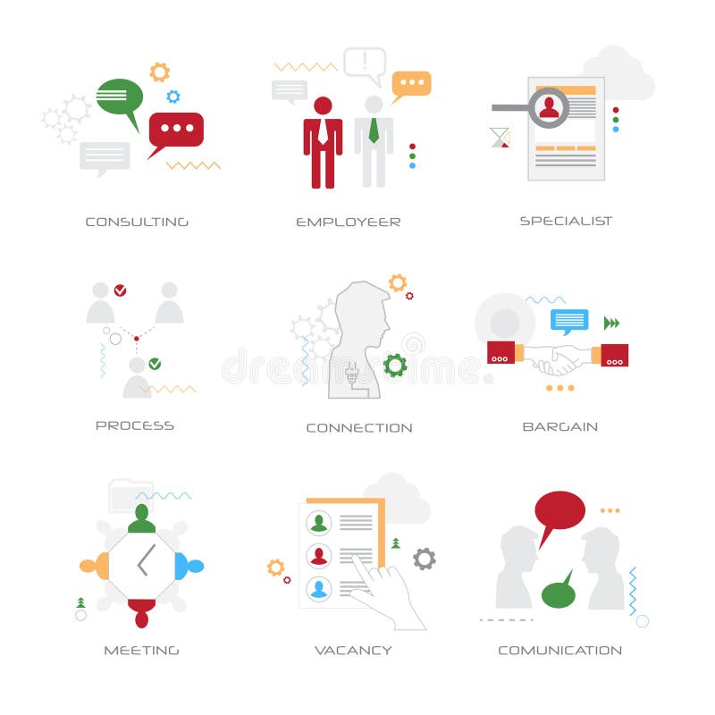 Set different business concepts collection flat style isolated stock illustration Set different business concepts collection flat style isolated stock illustration