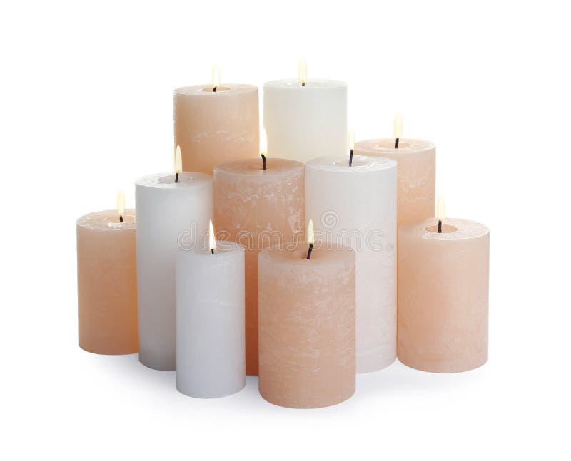 Six Color Wax Candles on White Stock Image Image of candlewick