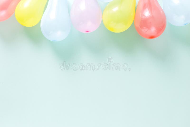 Colorful balloons Pattern decoration party pastel blue background flat lay top view royalty free stock image Colorful balloons Pattern decoration party pastel blue background flat lay top view royalty free stock image