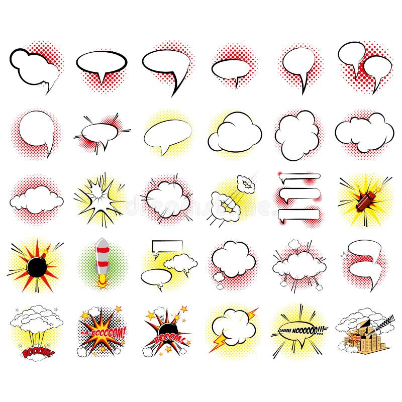 Set Of Different Comic Book Elements Isolated vector illustration