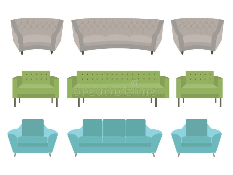 Set of Different Couches for Furniture Design Stock Vector