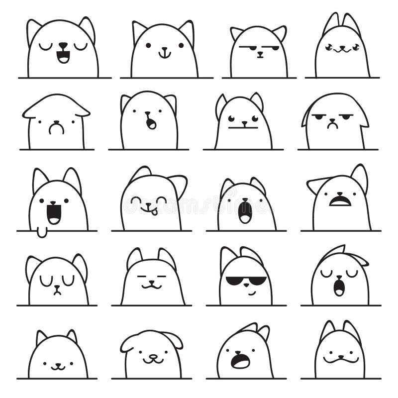Set of 20 different doodle emotions cat. Emotions for design. Anime. Icons cat emotion. Anger and joy. Surprised and hurt. Indifference and shock. Laughter and tears. Indifference and bewilderment. Set of 20 different doodle emotions cat. Emotions for design. Anime. Icons cat emotion. Anger and joy. Surprised and hurt. Indifference and shock. Laughter and tears. Indifference and bewilderment