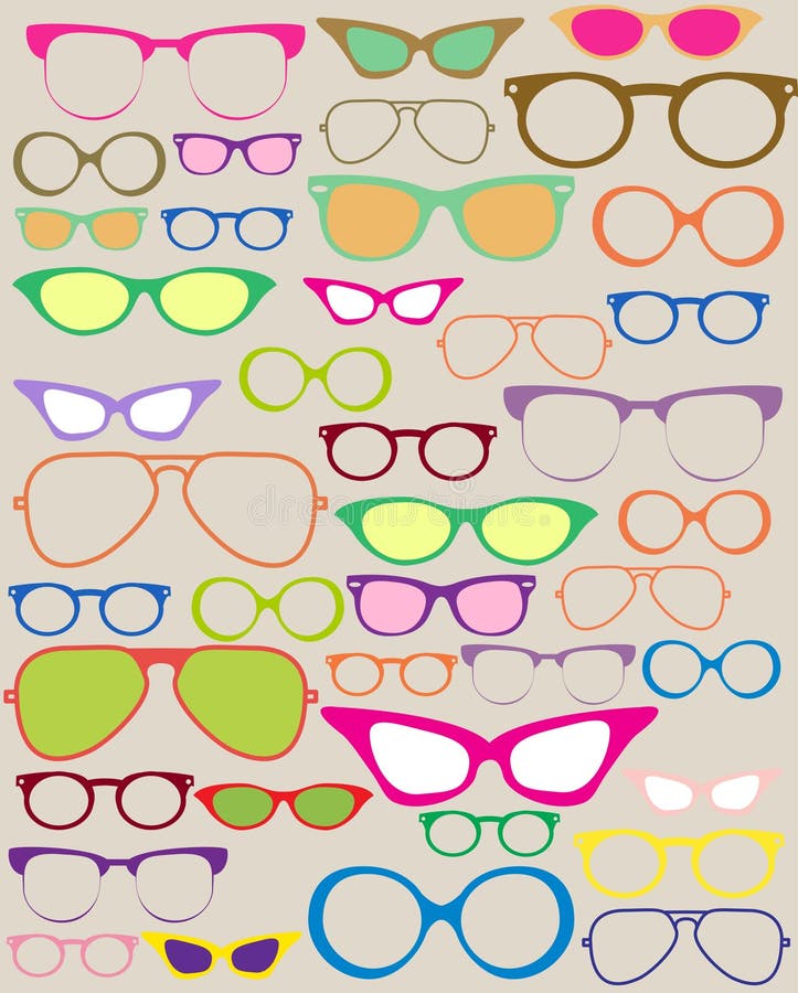Set of different eyeglasses