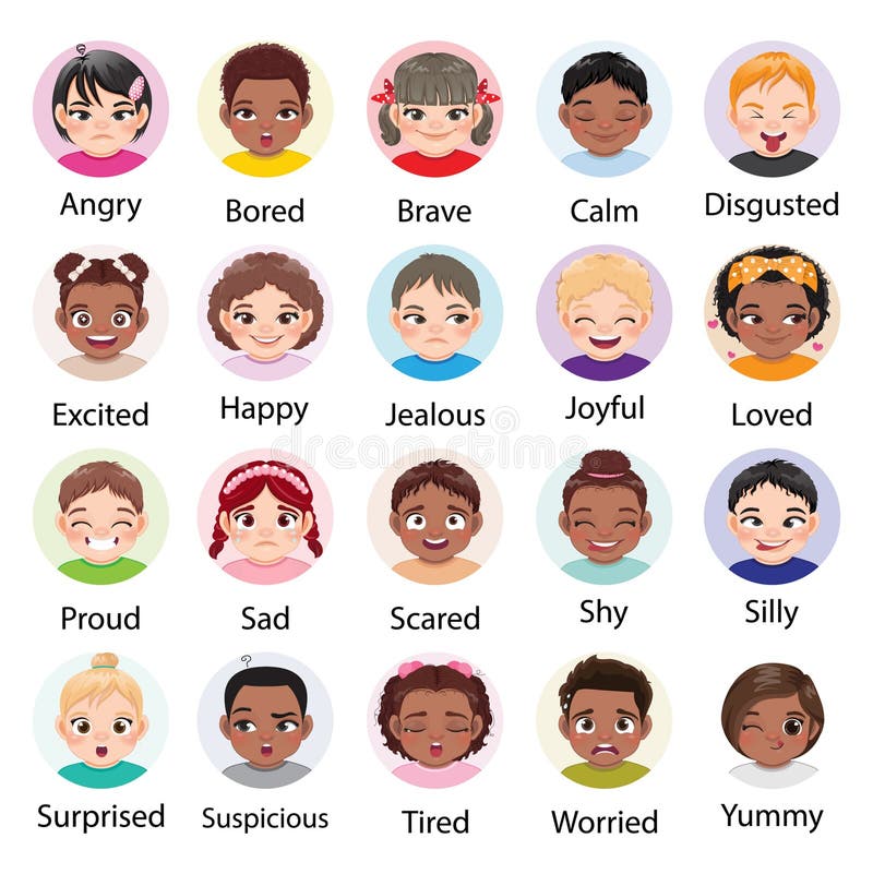 Emotions Kids Diverse Stock Illustrations – 482 Emotions Kids Diverse ...