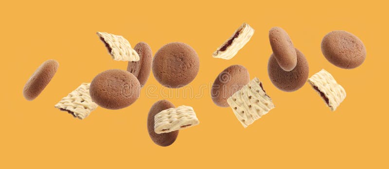 Set Of Different Falling Cookies On Background. Banner Design Stock Image -  Image of gourmet, food: 178403171
