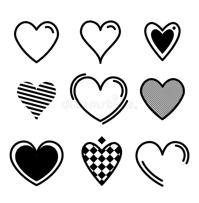 Set of Different Icons Hearts. Vector Illustration. Vector Elements ...