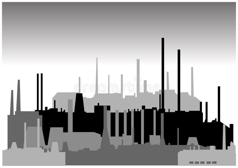 Set of different industrial buildings in vector