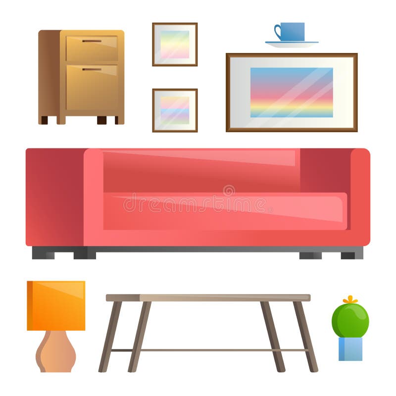 Set of Different Interior Elements. Living Room Stock Illustration