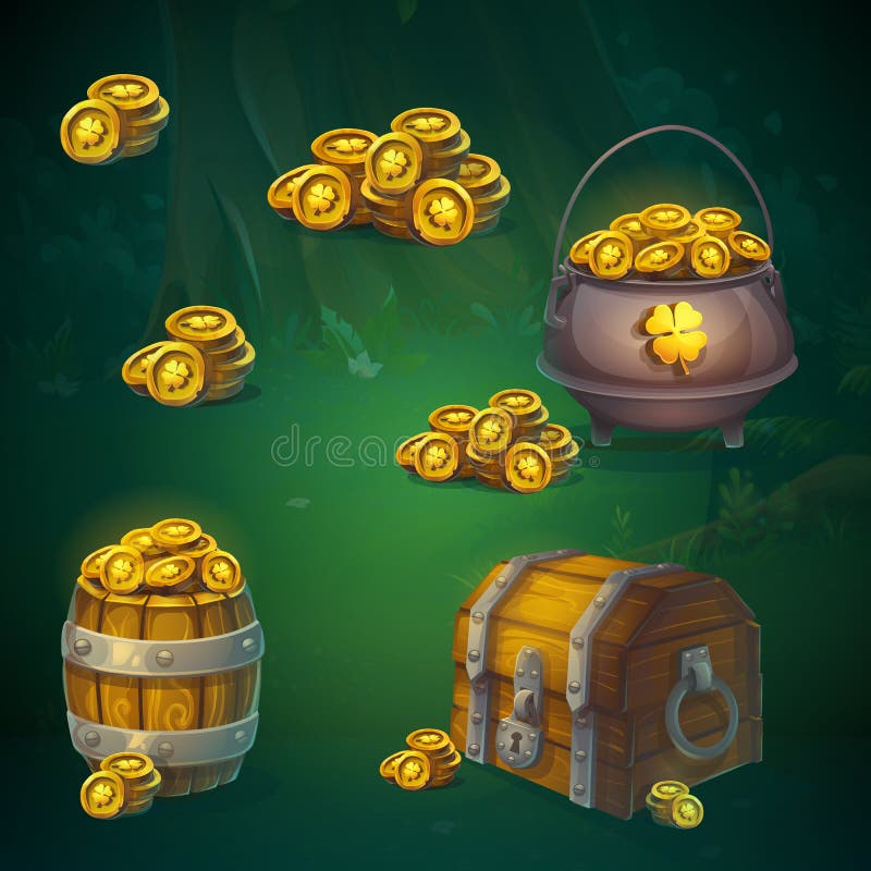 Set of different items for Shadowy forest GUI stock illustration