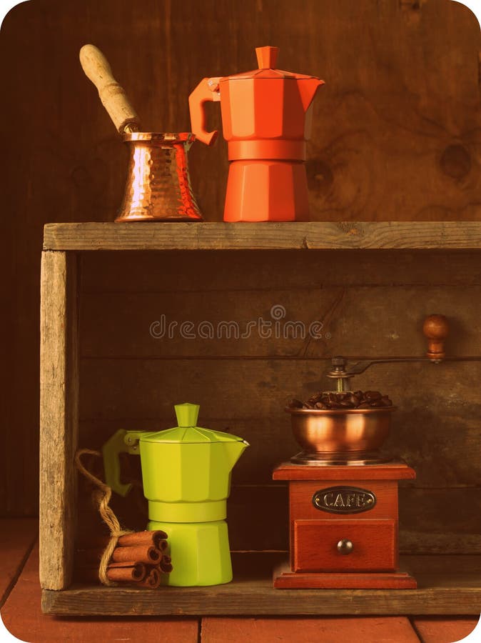 Set Of Different Kitchen Utensils For Coffee Stock Photo Image of