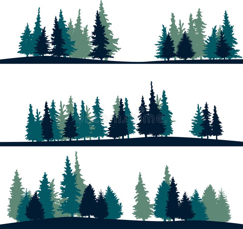 Set of different landscape with fir-trees