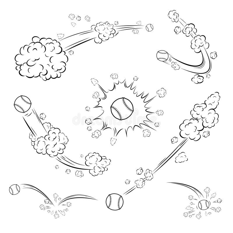 Ball Movement Set with Baseball Stock Vector Illustration of curve