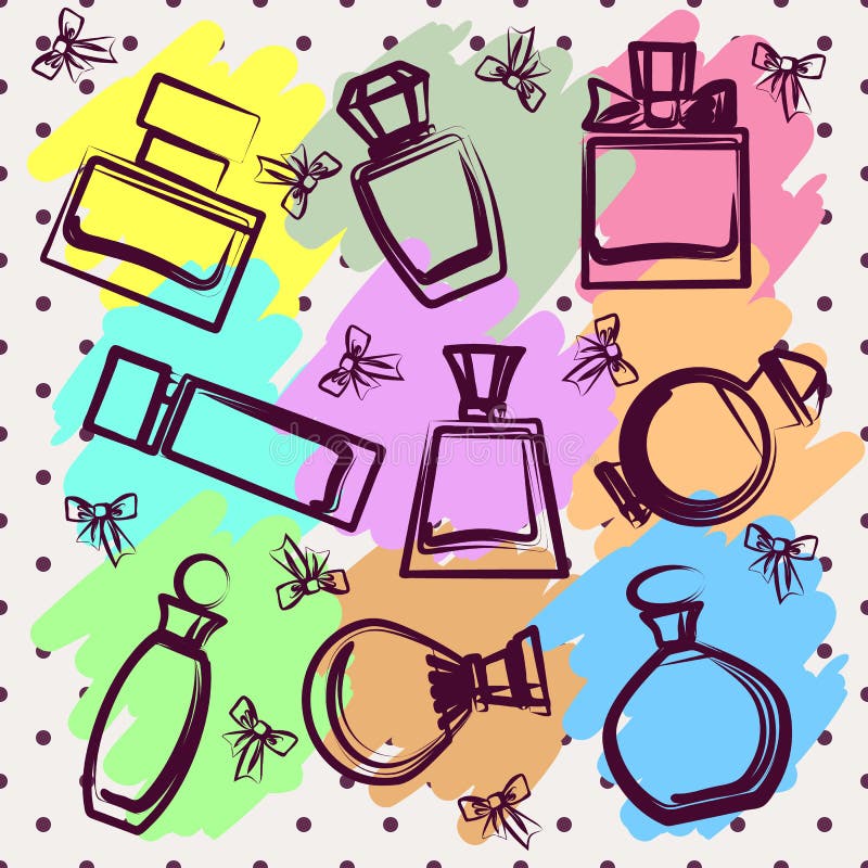 Set of Different Perfume Bottles in Vector Stock Vector - Illustration ...