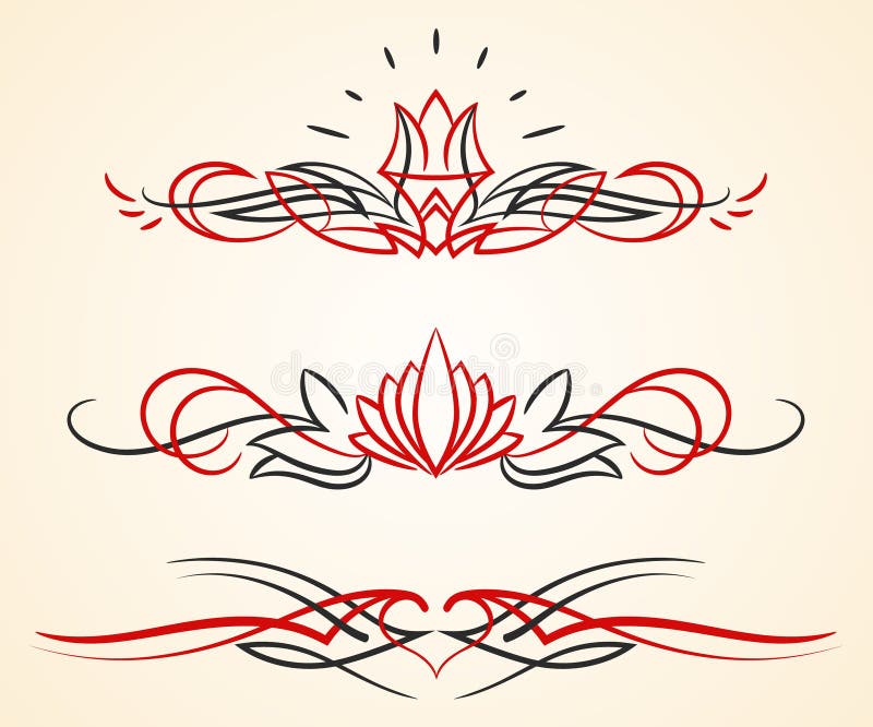 Pinstriping flourish vector ornaments set