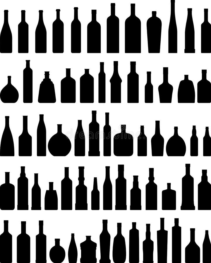 Set of different silhouettes bottles isolated on