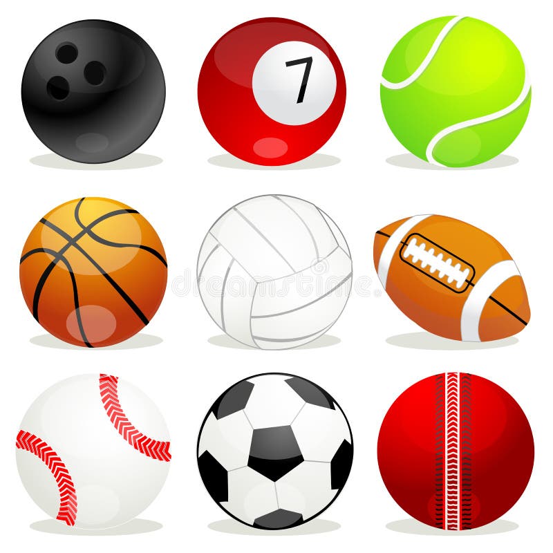 Set of Different Sports Balls Stock Illustration Illustration of