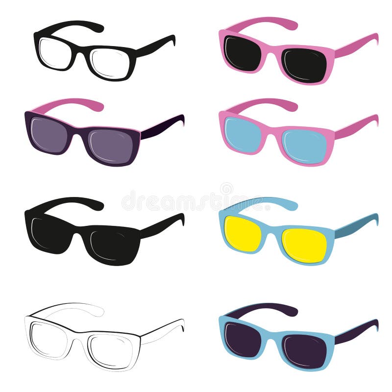 Set of different sun glasses.