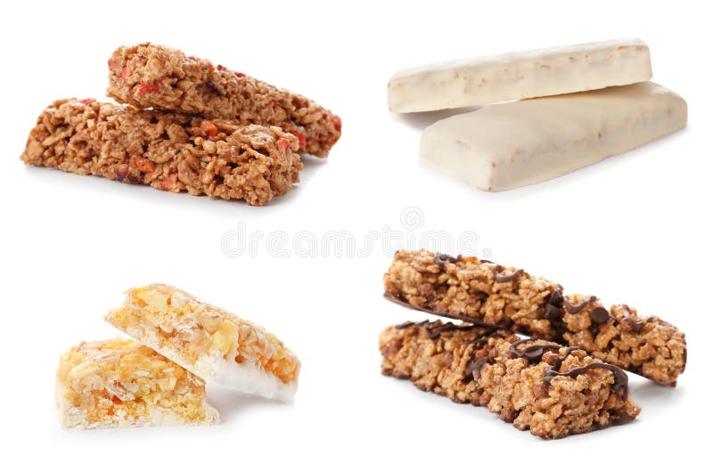 Set of Different Sweet Protein Bars on White Stock Photo Image of