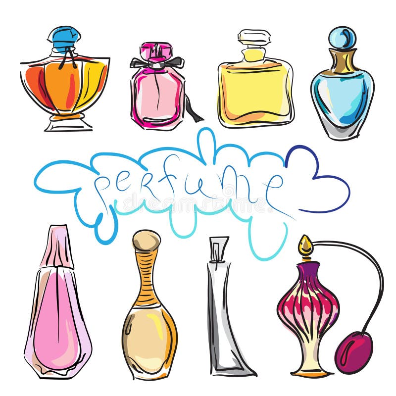 Set of perfume bottles stock vector. Illustration of perfume - 41309781