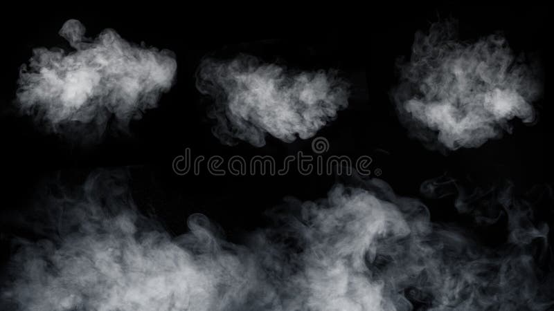 Swirling wriggling smoke steam isolated on a black background for