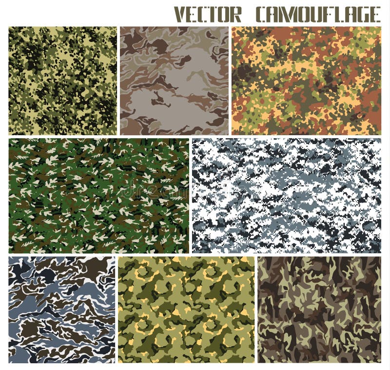 Set of different vector camouflages royalty free illustration
