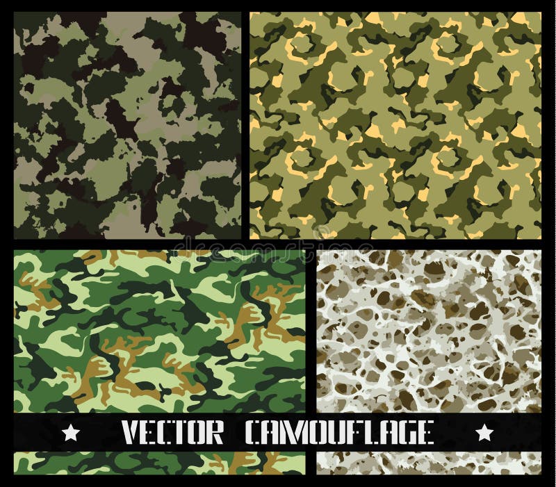 Set of different vector camouflages stock illustration