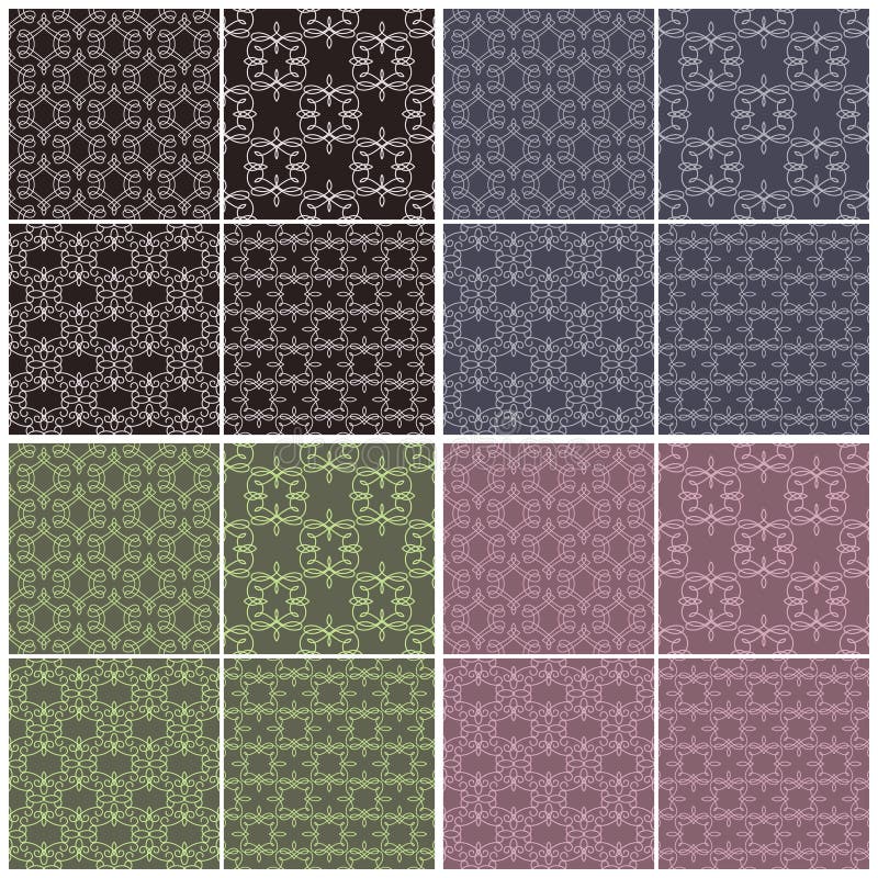 Set of different vector seamless patterns in four color schemes. vector illustration Set of different vector seamless patterns in four color schemes. vector illustration