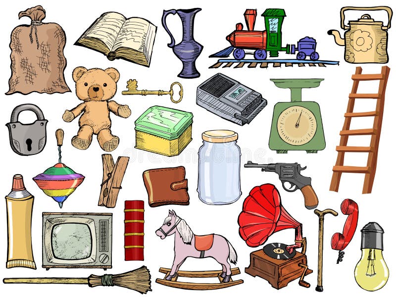 Set of different vintage objects