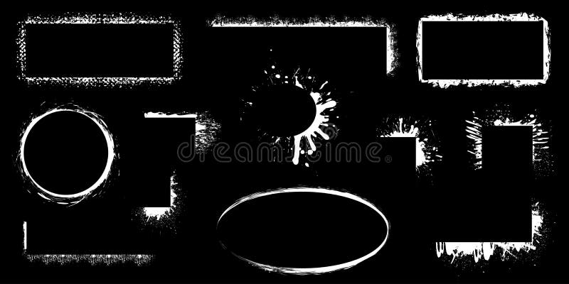 Set different white splash frames, collection brush strokes â€“ vector stock illustration