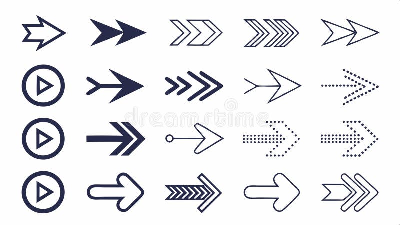 Set of directional arrows, wayfinding and flow symbols collection vector design Generative AI stock illustration