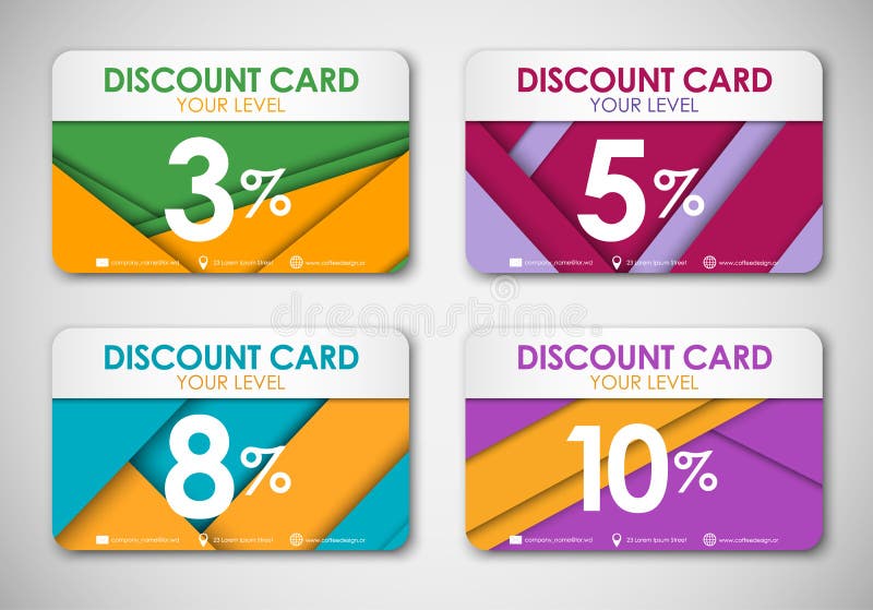 A Set of Discount Cards in the Style of the Material Design Stock