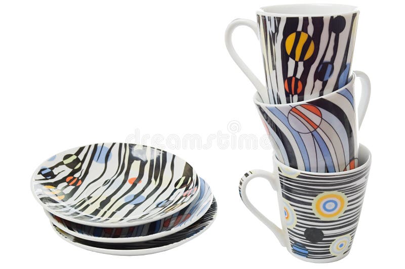 Set of dishes and cups for coffee