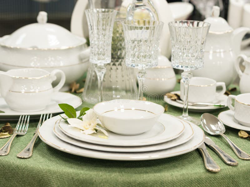 Set of dishes on table